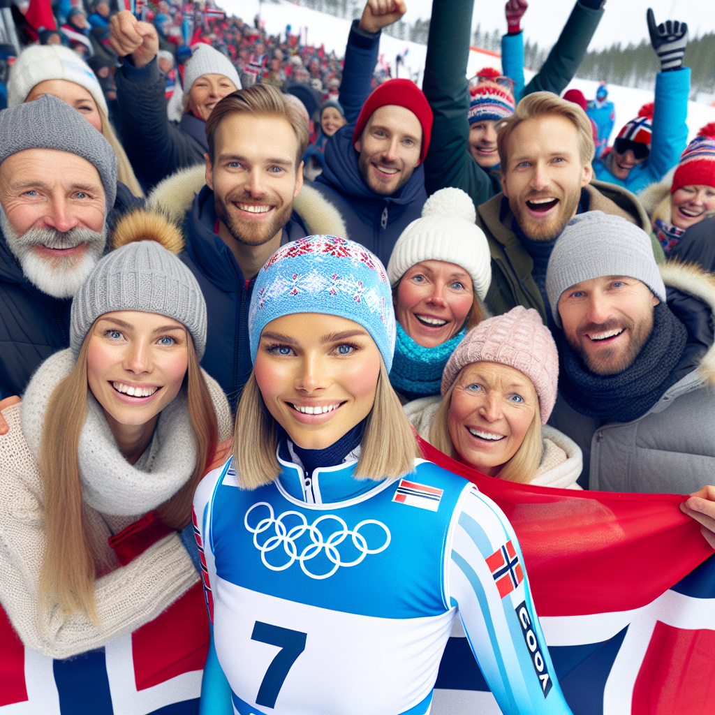 Marit Bjoergen with Norwegian fans