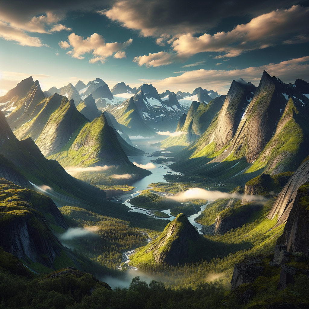 scenic view of Norwegian mountains, home to troll legends