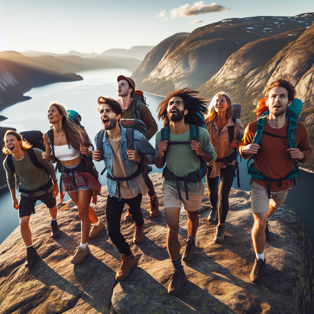 tourists hiking on Trolltunga