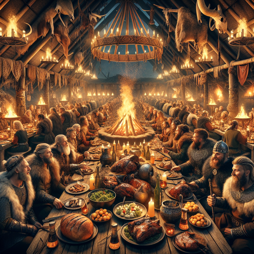 Viking feast with mead