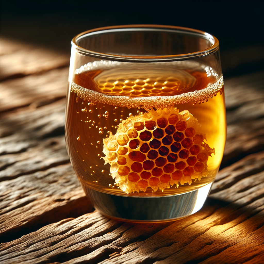 Glass of mead with honeycomb