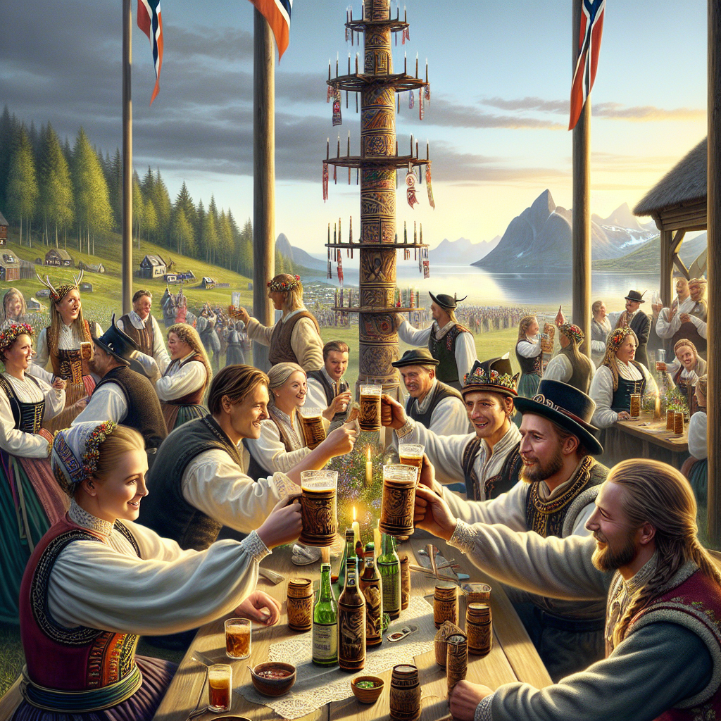 Norwegian festival with traditional drinks