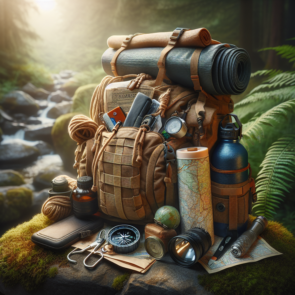 hiker's backpack with essential items