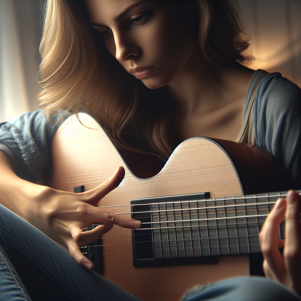 Close-up of a guitarist using tremolo picking technique