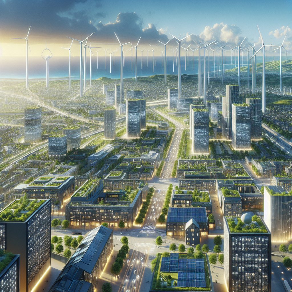 futuristic Norwegian cityscape with green technologies