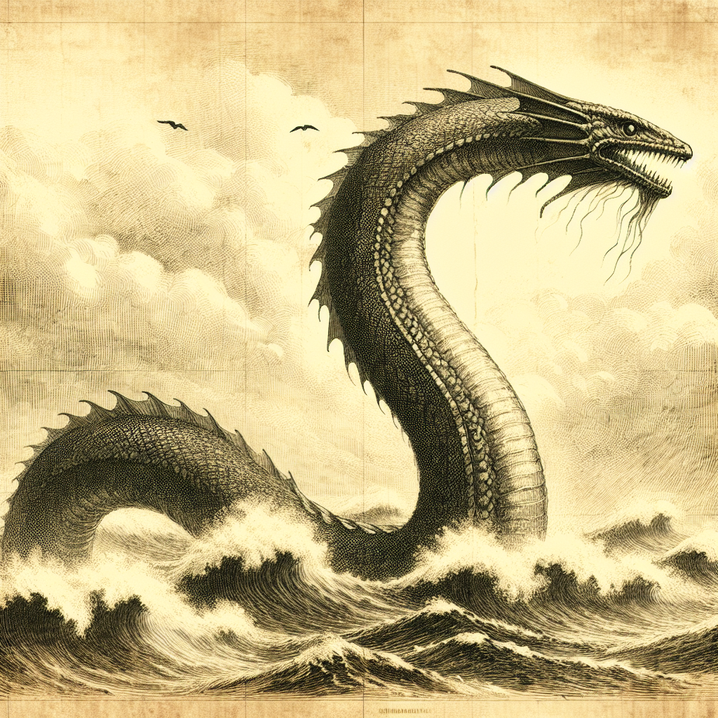 historical drawing of Selma the sea serpent