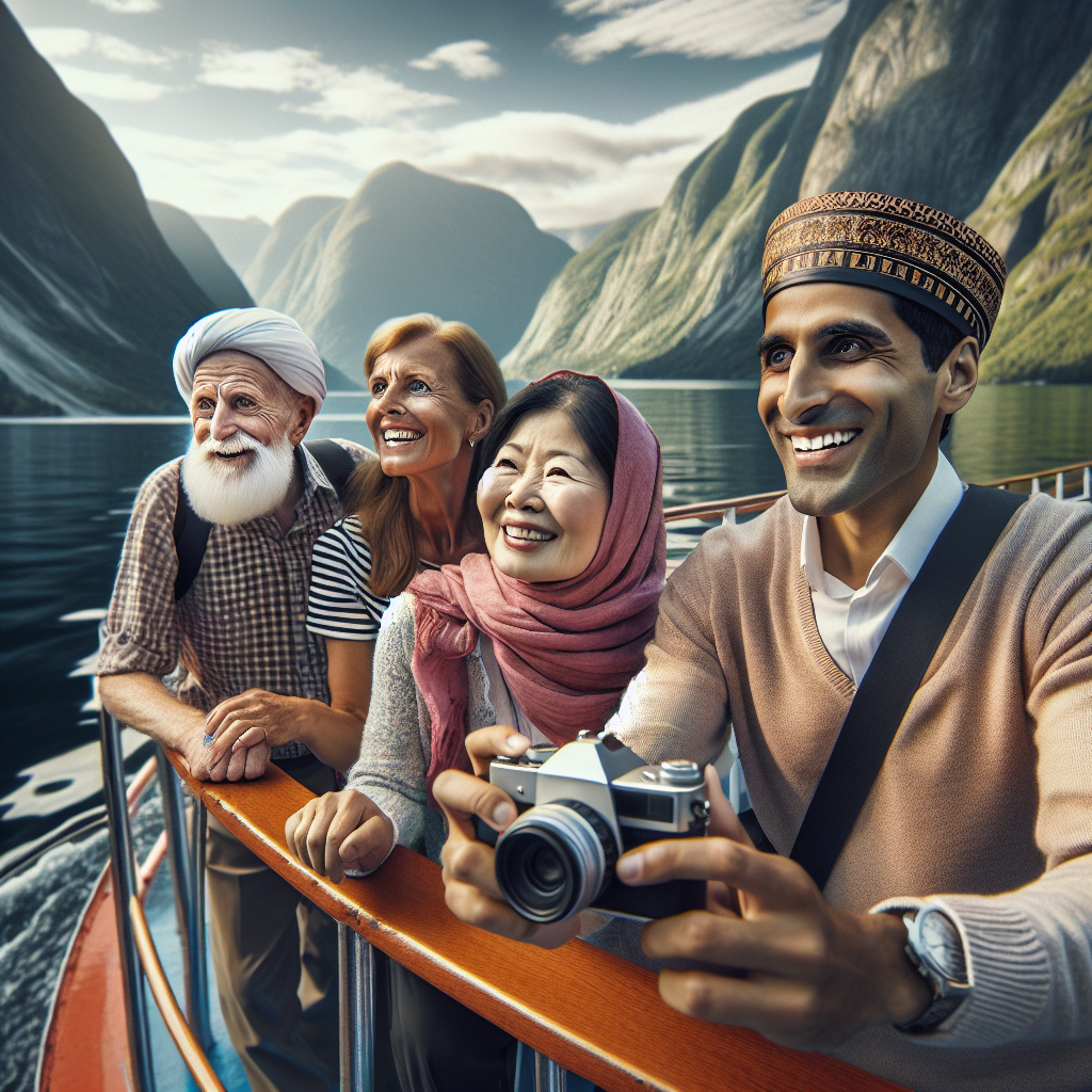 tourists on a boat tour on Lake Seljord